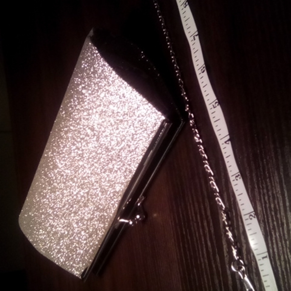 Silver Glitter Clutch Purse
